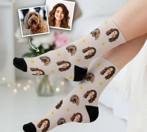 Socken mit Haustier und Gesicht